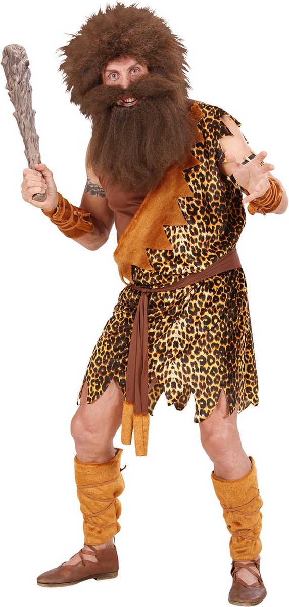 Widmann - Holbewoner & Prehistorie Kostuum - Grotbewoner Captain Caveman Kostuum - Bruin - Small - Carnavalskleding - Verkleedkleding