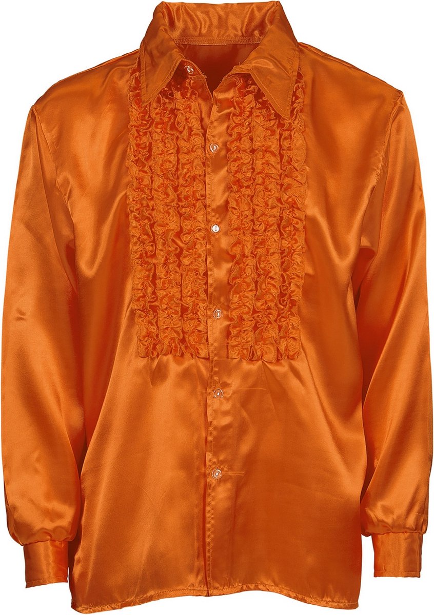 Widmann - Jaren 80 & 90 Kostuum - Lekker Foute Rouchenblouse Oranje Man - Oranje - XL - Carnavalskleding - Verkleedkleding