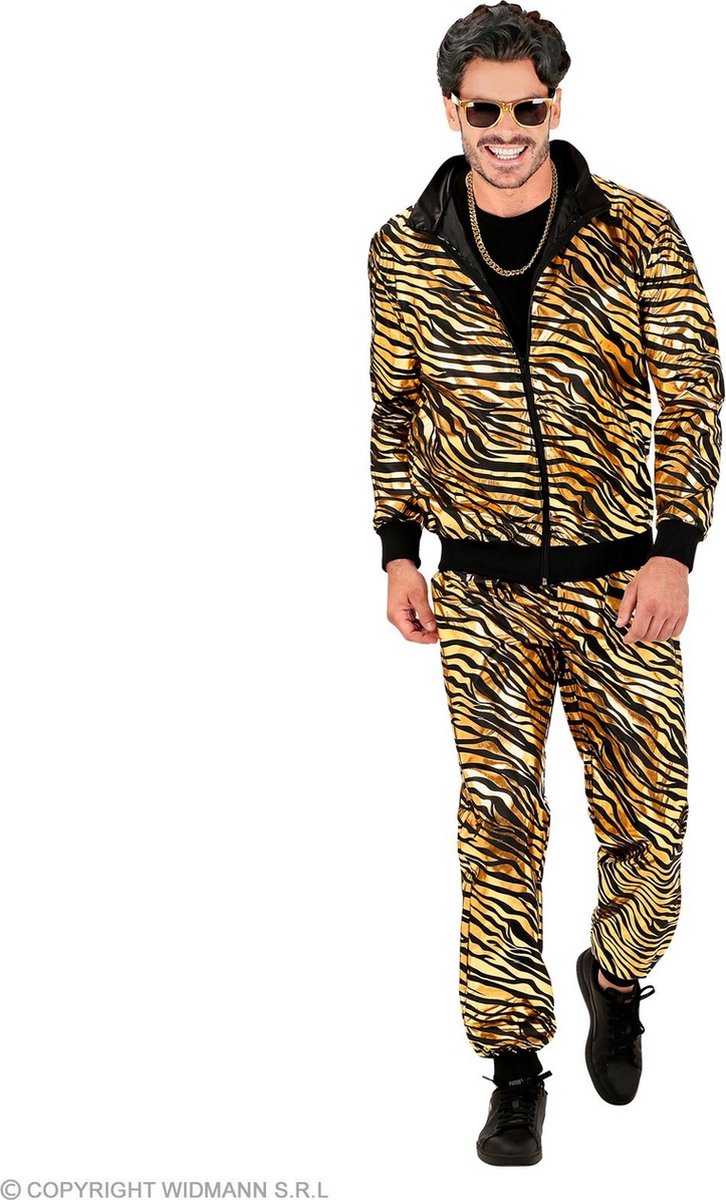 Widmann - Leeuw & Tijger & Luipaard & Panter Kostuum - Born To Wild As A Tiger Trainngspak Goud Kostuum - Goud - Large - Carnavalskleding - Verkleedkleding