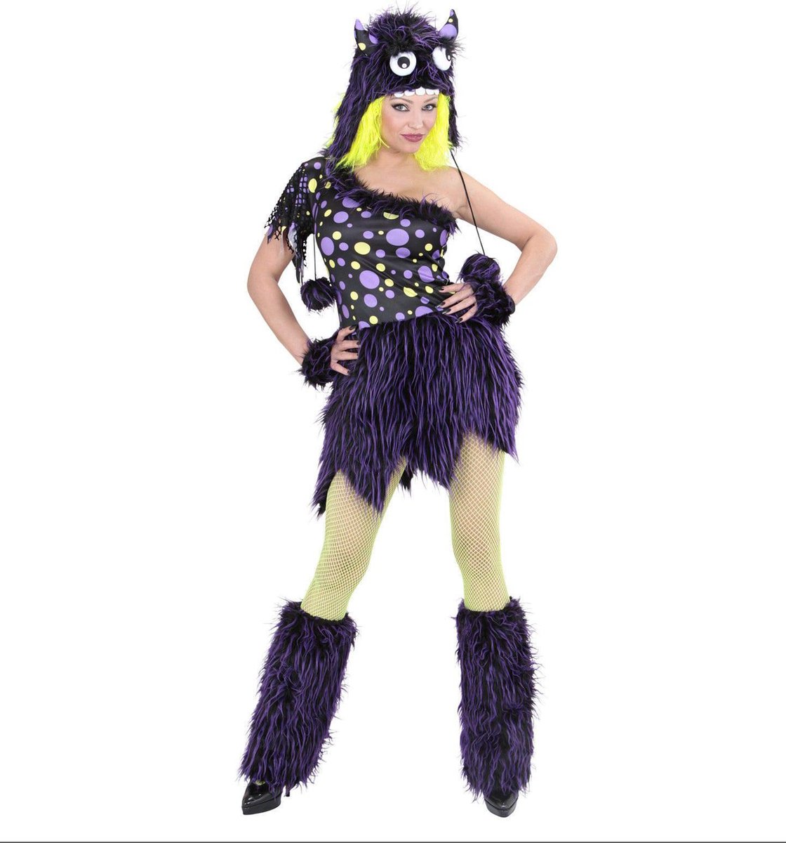 Widmann - Monster & Griezel Kostuum - Luxe Monster Meisje Ms Comic Strip - Vrouw - Paars - Medium - Halloween - Verkleedkleding