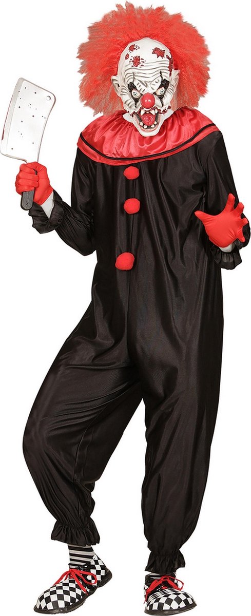 Widmann - Monster & Griezel Kostuum - Zwart Rood Horror Killer Clown - Man - Rood, Zwart - Large - Halloween - Verkleedkleding