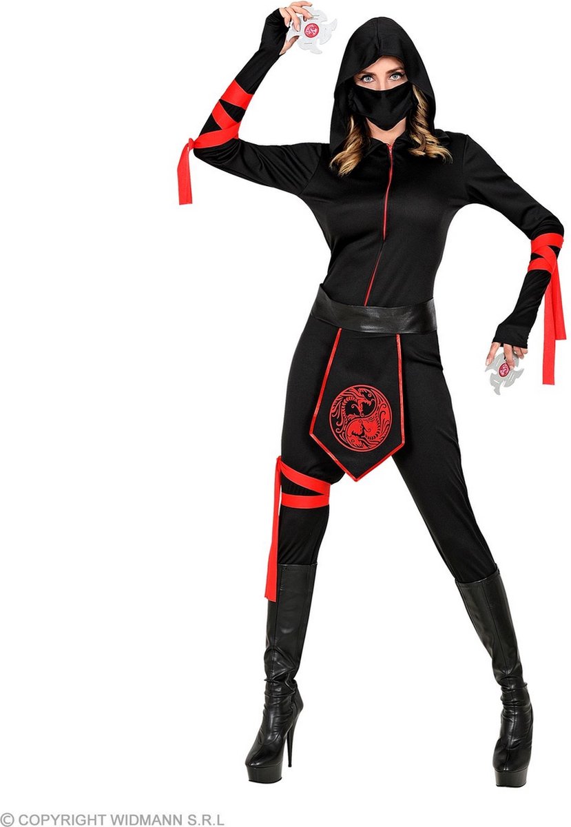 Widmann - Ninja & Samurai Kostuum - Charmante Ninja Starlight - Vrouw - Rood, Zwart - XS - Carnavalskleding - Verkleedkleding