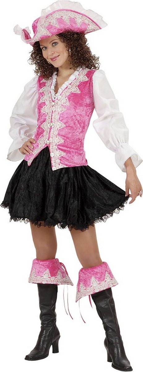 Widmann - Piraat & Viking Kostuum - Kleurrijke Koninklijke Pirate, Roze Kostuum Vrouw - Roze - Medium - Carnavalskleding - Verkleedkleding