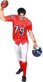 Widmann - Rugby & American Football Kostuum - End Zone Zombie American Football Speler - Man - Rood, Wit / Beige - Large - Halloween - Verkleedkleding