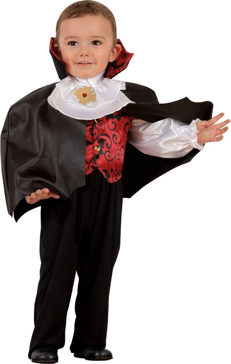 Widmann - Vampier & Dracula Kostuum - Kleine Doorbijter Vampier - Jongen - Zwart - Maat 104 - Halloween - Verkleedkleding