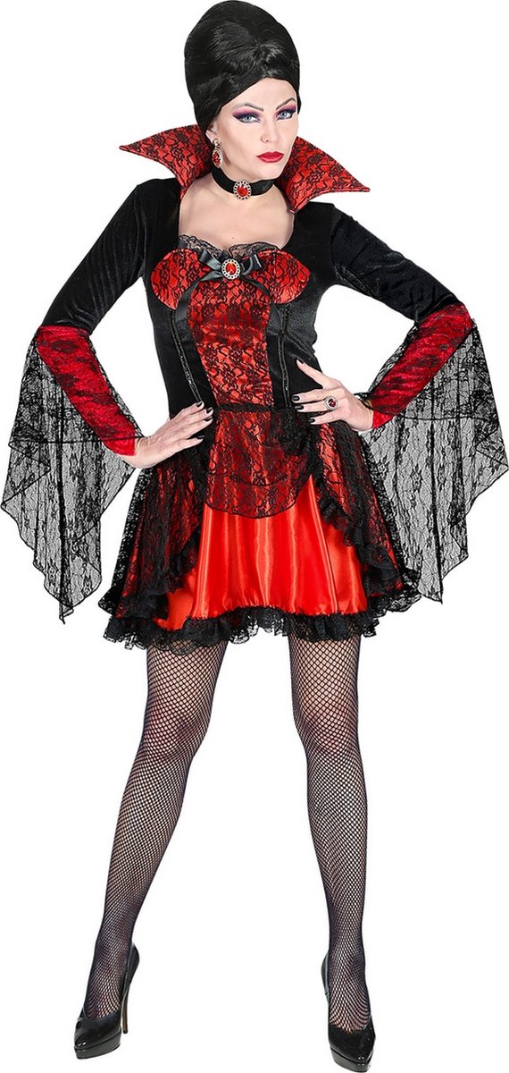 Widmann - Vampier & Dracula Kostuum - Verleidelijke Vampier Sandra Sukovic - Vrouw - Rood, Zwart - Small - Halloween - Verkleedkleding