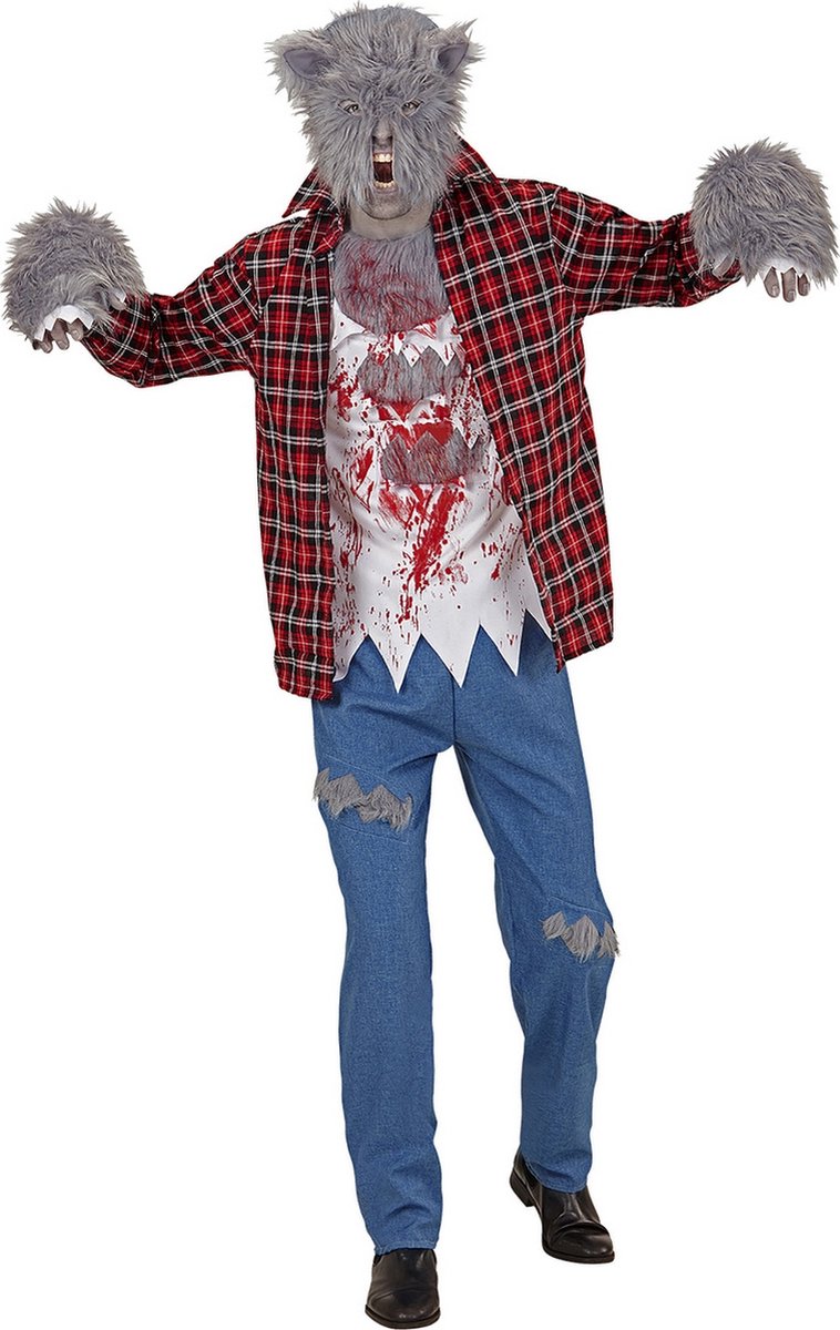 Widmann - Weerwolf Kostuum - Weerwolf William - Man - Rood, Grijs - XL - Halloween - Verkleedkleding