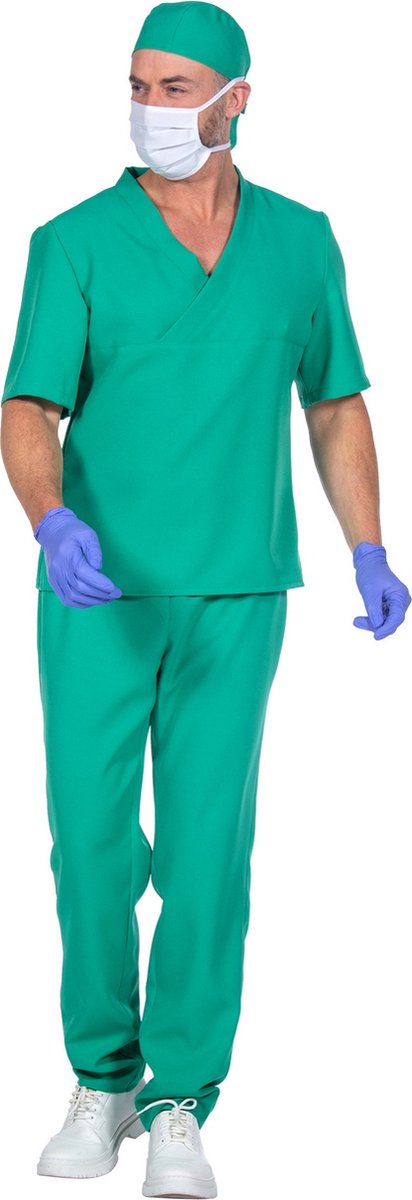 Wilbers & Wilbers - Dokter & Tandarts Kostuum - Chirurg Dokter Snijdgraag - Man - Groen - XXL - Carnavalskleding - Verkleedkleding