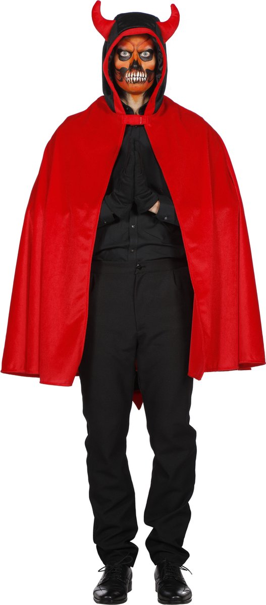 Wilbers & Wilbers - Duivel Kostuum - Helrode Cape Duivel - Rood - Maat 54 - Halloween - Verkleedkleding