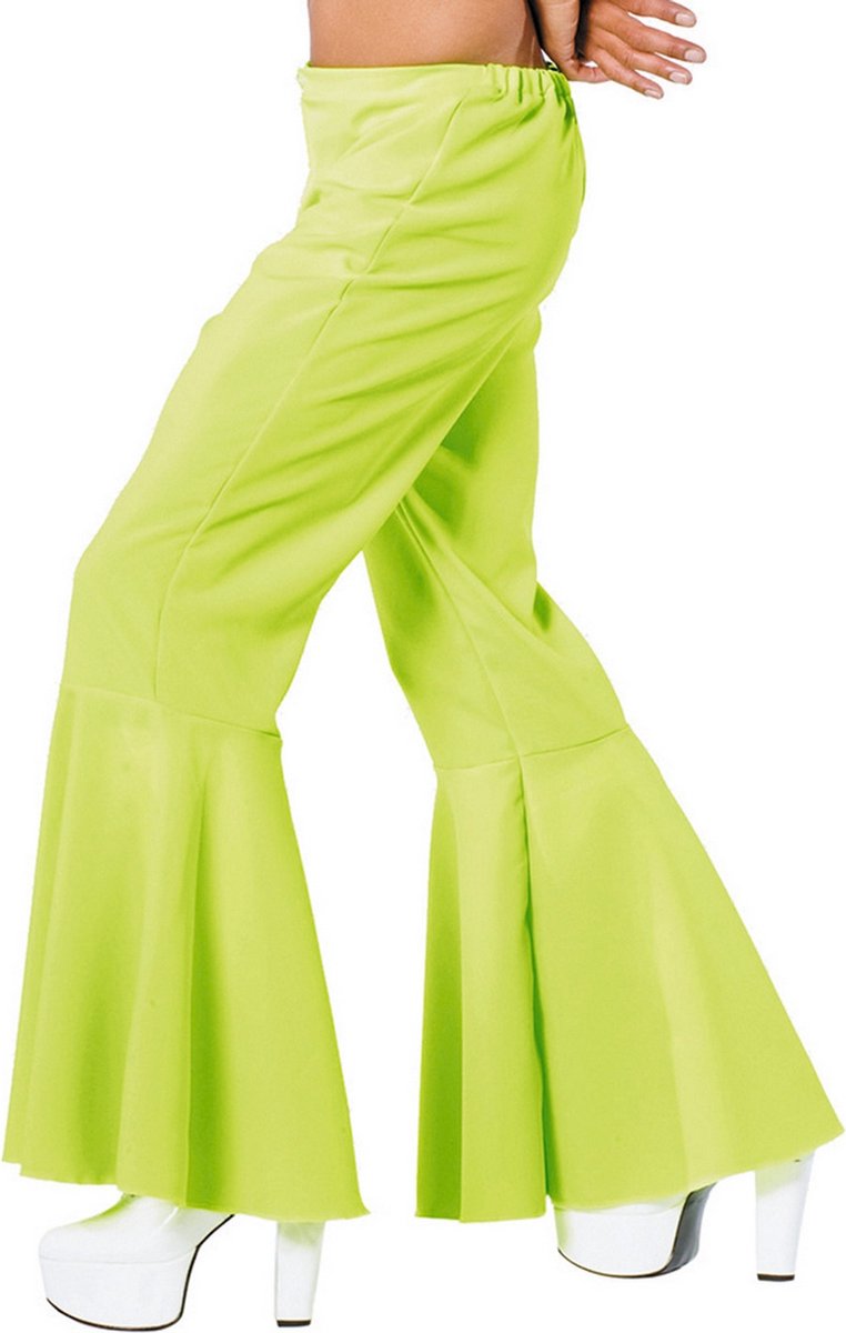 Wilbers & Wilbers - Hippie Kostuum - Groene Hippie Broek Bi-Stretch - Groen - Maat 60 - Carnavalskleding - Verkleedkleding