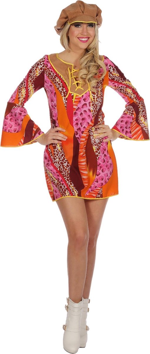 Wilbers & Wilbers - Hippie Kostuum - Into The Groove Disco Dans - Vrouw - multicolor - Maat 48 - Carnavalskleding - Verkleedkleding