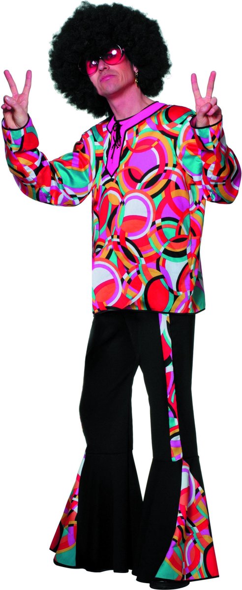 Wilbers & Wilbers - Jaren 80 & 90 Kostuum - Roze Hippie Disco Popart Mellow - Man - Roze - Maat 50 - Carnavalskleding - Verkleedkleding