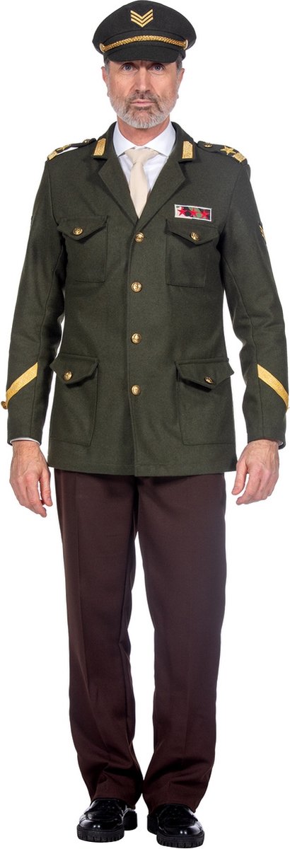 Wilbers & Wilbers - Leger & Oorlog Kostuum - Militaire Officier Ben Brave Man - Groen - Large - Carnavalskleding - Verkleedkleding