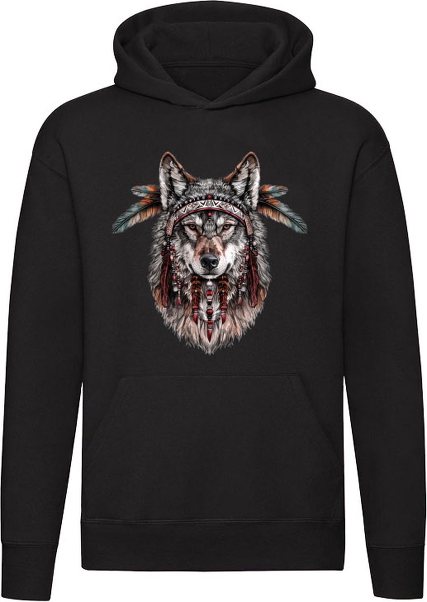 Wolf Indian Hoodie - Dier - Indisch - veren - bergen - wild