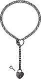 Women's Heart O-Ring Cuban Style Punk Skirt Necklace - Adjustable Lariat Y Necklace with Heart Closure Compartment and Key