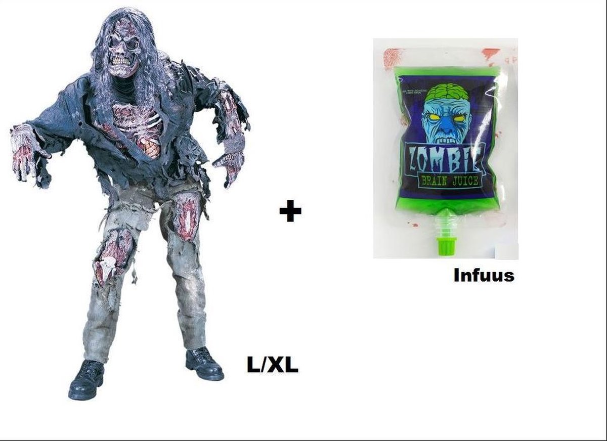 Zombie halloween horror outfit aan infuus - Halloween horror zombie scary met infuuszak themafeest