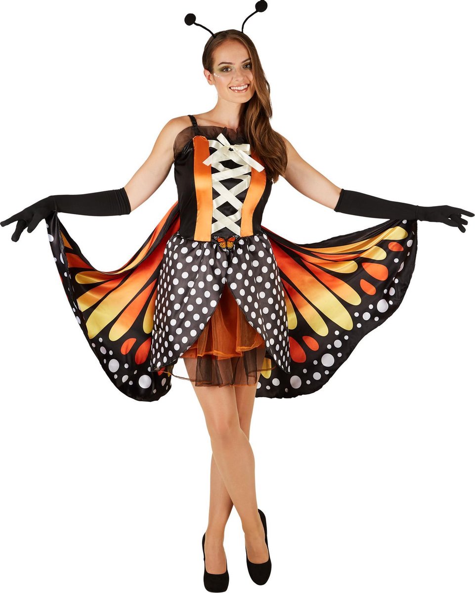 dressforfun - Vrouwenkostuum vlinder grote vuurvlinder XXL - verkleedkleding kostuum halloween verkleden feestkleding carnavalskleding carnaval feestkledij partykleding - 301149