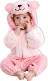 BoefieBoef Dieren Kleuter Onesie Peuter Pyjama Kinderen 2 tot 4 jaar - Verkleedpak met Luierrits - Carnaval Sinterklaas Kerst en Kraamcadeau - Zacht Flanel - Baby Romper - Boxpak - Jongens - Meisjes - Kruippak - Winterpak - Beer Bear Roze