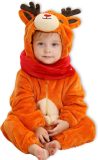 BoefieBoef Dieren Kleuter Onesie Peuter Pyjama Kinderen 2 tot 4 jaar - Verkleedpak met Luierrits - Carnaval Sinterklaas Kerst en Kraamcadeau - Zacht Flanel - Baby Kerst - Boxpak - Jongen - Meisje - Kruippak - Winterpak - Hert - rendier - bruin