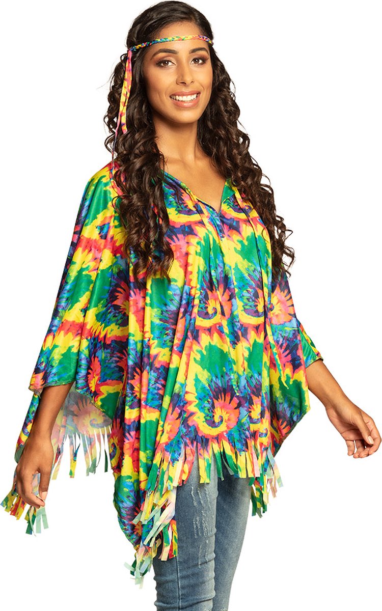 Boland - Poncho Hippie (one size) - Volwassenen - Hippie - Grappig - Fout