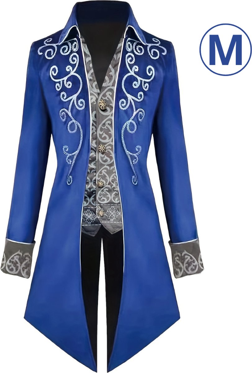 Bovista Halloween Kostuum - Halloween Outfit - Volwassenen - Piraat - Jas - Steampunk - Blauw - Maat M - Costume - Carnaval