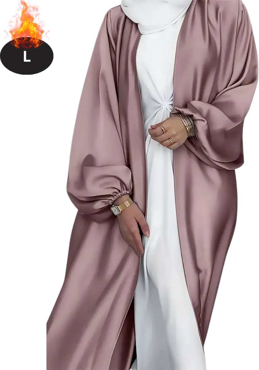 Bovista Islamitische Kleding - Djellaba Dames - Moslim Kleding - Arabisch Dames Kaftan - Alhamdulillah - Roze Bruin L