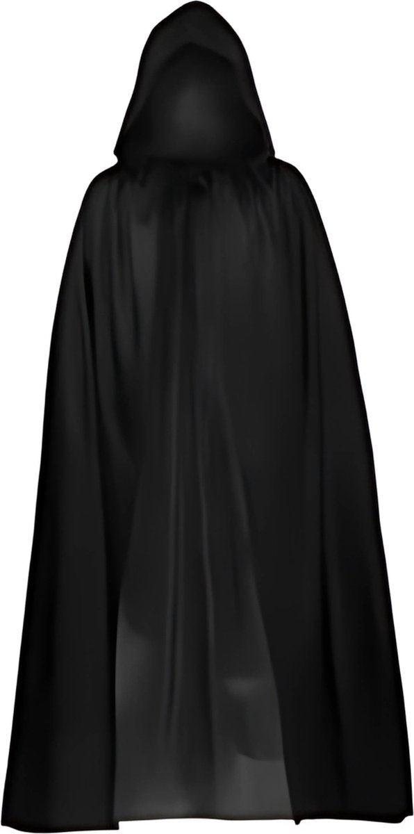 Cape - 140cm - Zwart - Carnaval - Halloween - Halloween Kostuum voor Kinderen - Halloween Kostuum Volwassenen - Verkleedkleding - Zwarte Cape - Cape met Capuchon