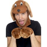 Carnaval dieren Verkleed set bruine hond - volwassenen - masker/oren -