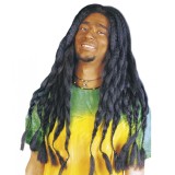 Carnaval verkleed pruik met zwarte rasta Bob dreadlocks - heren pruik -