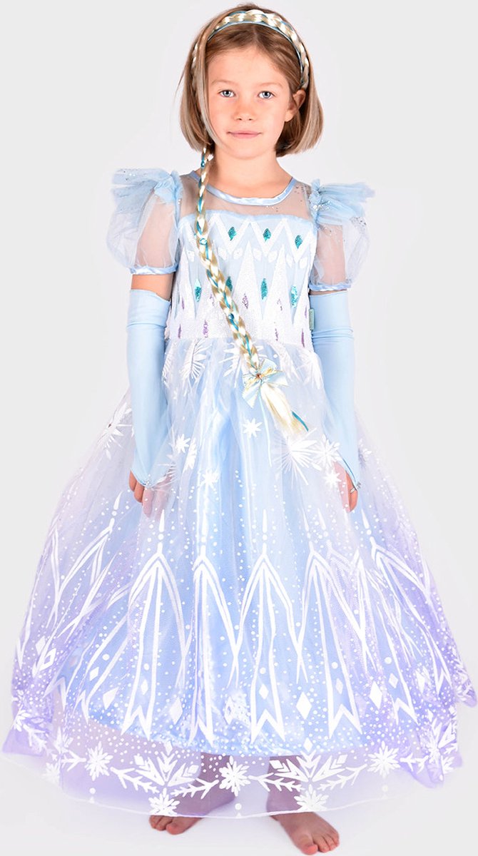 Den Goda Fen Verkleedkledij Frozen Prinses Jurk - 98-104cm - 3-4 jaar - Blauw