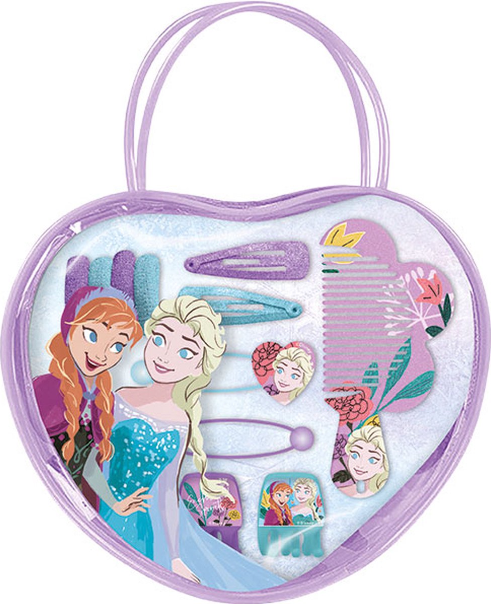 Disney Frozen tasje met haar accessoires - Anna & Elsa - Paars - Met kam, Clips en elastiekjes