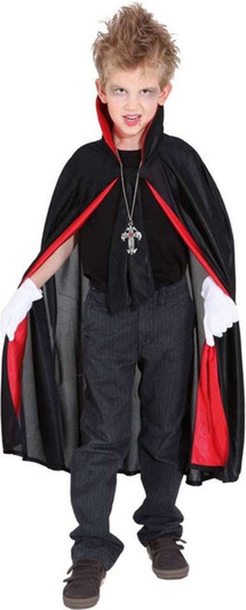 Dracula carnaval/Halloween cape - voor kinderen - vampier verkleed accessoire - zwart 128/140