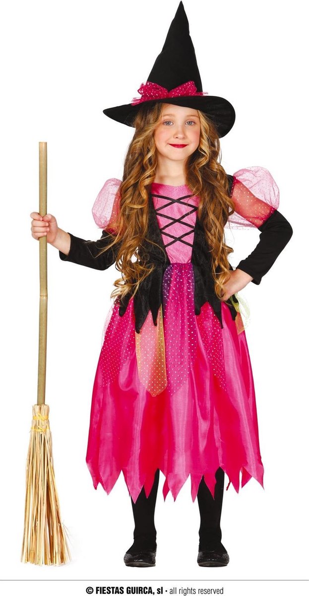 Fiestas Guirca - Jurk shiny witch - 5-6 jaar - Halloween Kostuum voor kinderen - Halloween - Halloween kostuum meisjes