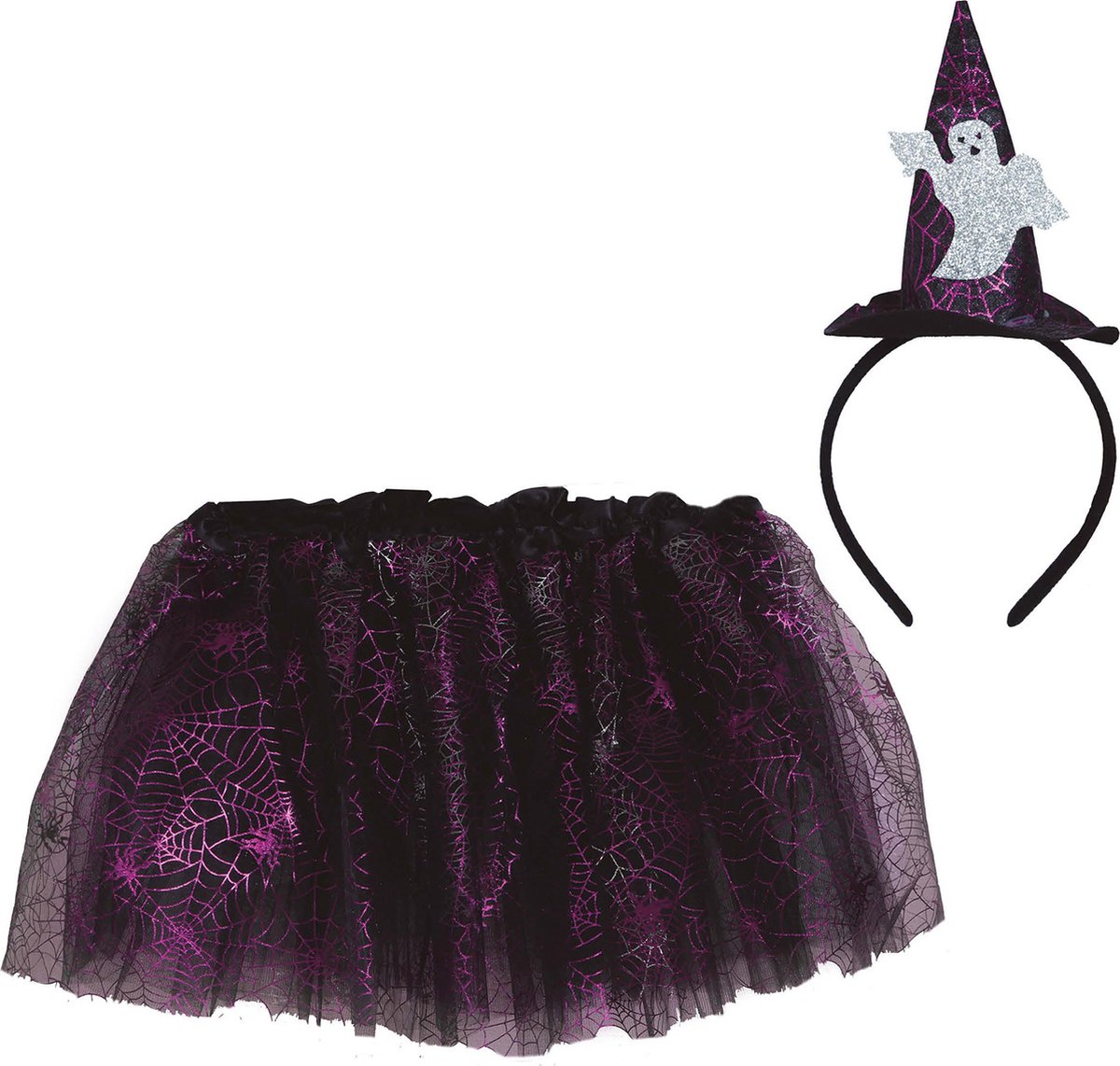 Fiestas Guirca - Meisjes ghost set tutu en tiara - 30 cm - Halloween Kostuum voor kinderen - Halloween - Halloween kostuum meisjes