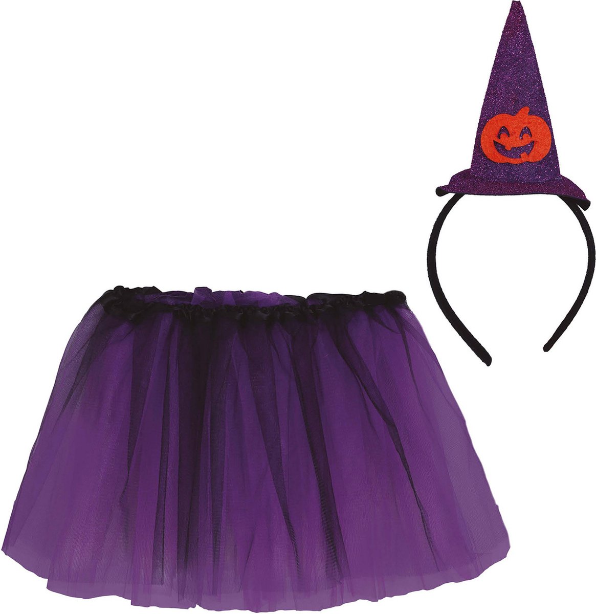 Fiestas Guirca - Meisjes heksen set tutu en tiara - 30 cm - Halloween Kostuum voor kinderen - Halloween - Halloween kostuum meisjes