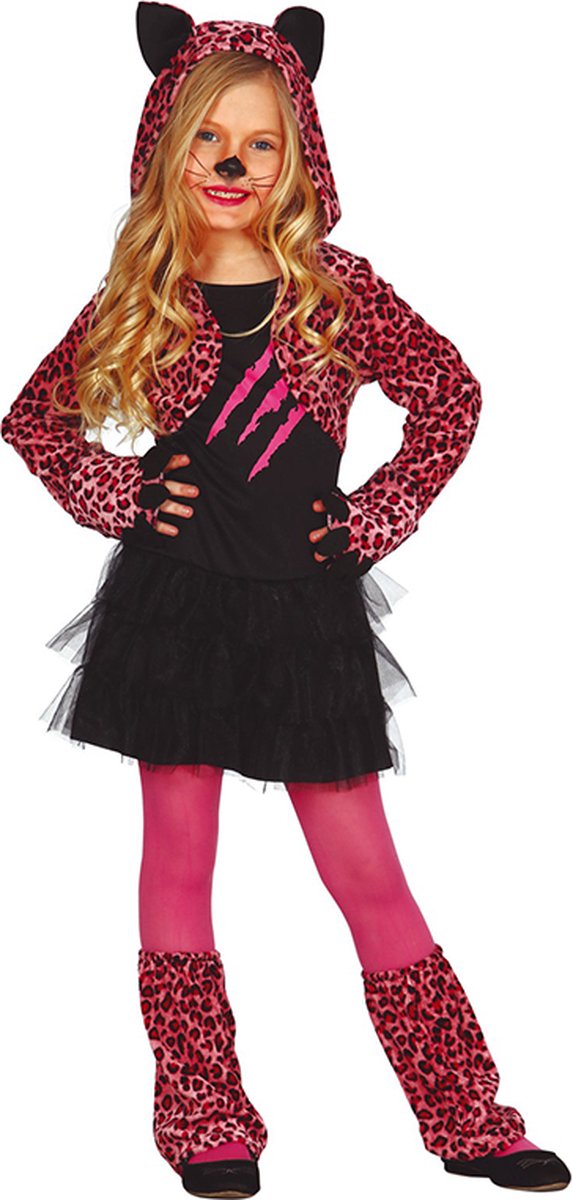 Fiestas Guirca - Pink Leopard (7-9 jaar) - Halloween Kostuum voor kinderen - Halloween - Halloween kostuum meisjes