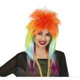 Fiestas Guirca Verkleed pruik punk/rockster - multi kleuren - dames -