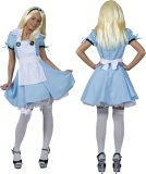 Funny Fashion - Alice In Wonderland Kostuum - Alicia Uit De Toverwereld - Vrouw - Blauw - Maat 44-46 - Carnavalskleding - Verkleedkleding