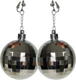 Funny Fashion - Jaren 80 & 90 Kostuum - Disco Bal Oorbellen Donna Summer - zilver - Carnavalskleding - Verkleedkleding