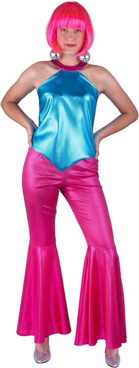 Funny Fashion - Jaren 80 & 90 Kostuum - Pinky Funk Disco Topper Broek Vrouw - Roze - Maat 36-38 - Carnavalskleding - Verkleedkleding