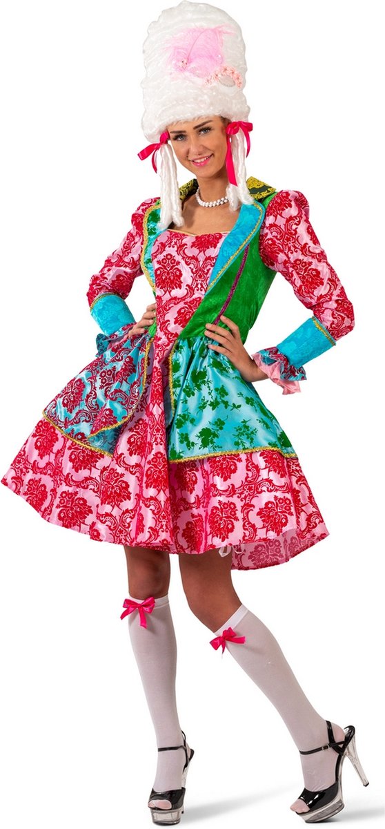 Funny Fashion - Koning Prins & Adel Kostuum - Edele Ooh La La Lara - Vrouw - Blauw, Roze - Maat 36-38 - Carnavalskleding - Verkleedkleding