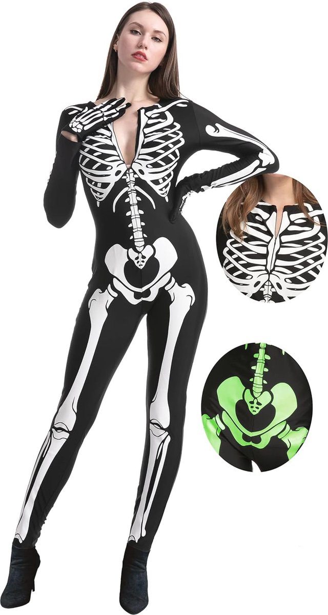 Glow in the Dark Skeletkostuum voor Volwassenen - Perfect voor Halloween en Themafeesten