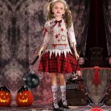 Griezelig Bloedige Zombie Cheerleader Kostuum Voor Kinderen Met Meteoor Hamer En Zombie Sokken - Perfect Voor Halloween!