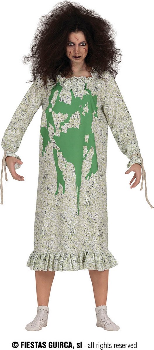 Guirca - Horror Films Kostuum - Bezeten En Ondergekotste Linda - Vrouw - Groen - Maat 38-40 - Halloween - Verkleedkleding