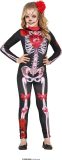 Guirca - Spaans & Mexicaans Kostuum - Vol Van Diamanten Skelet - Meisje - Rood, Zwart - 10 - 12 jaar - Halloween - Verkleedkleding