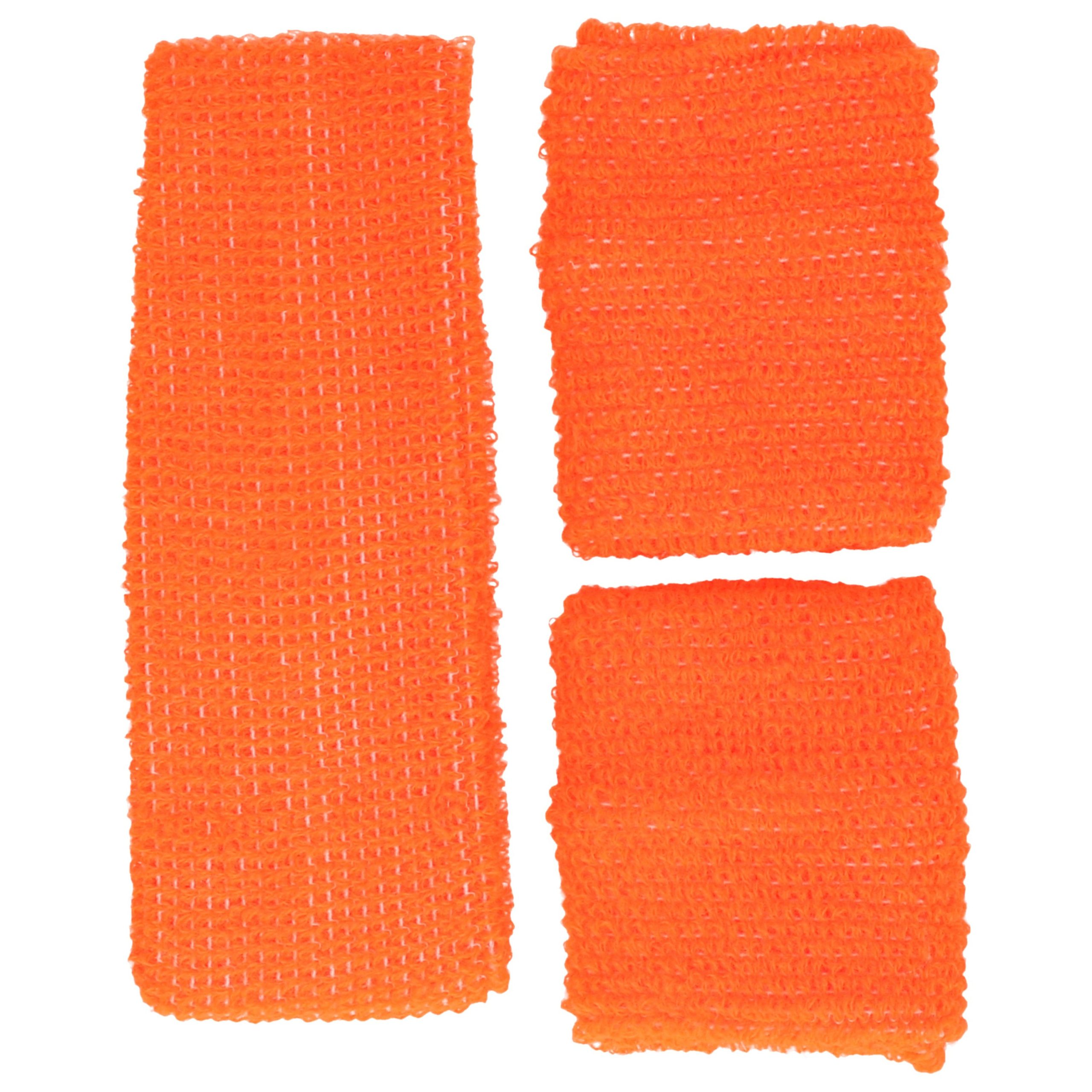 Guirca verkleed accessoire zweetbandjes set - neon oranje - jaren 80/90 thema feestje -