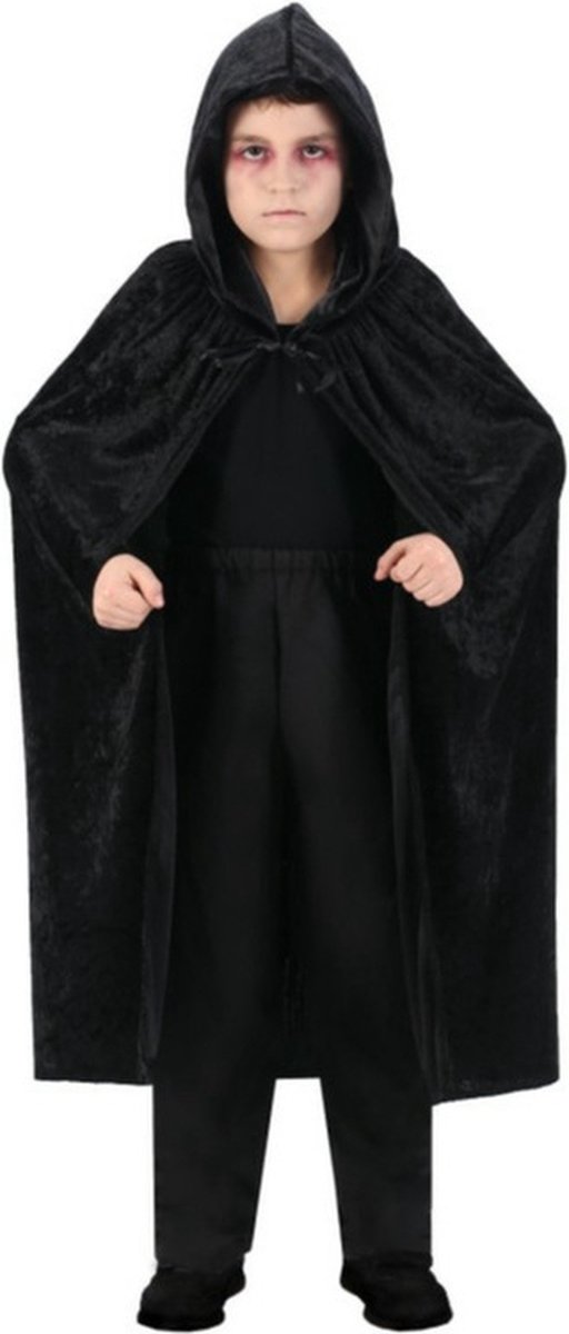 Halloween Dracula cape - voor kinderen - fluweel - zwart - L120 cm