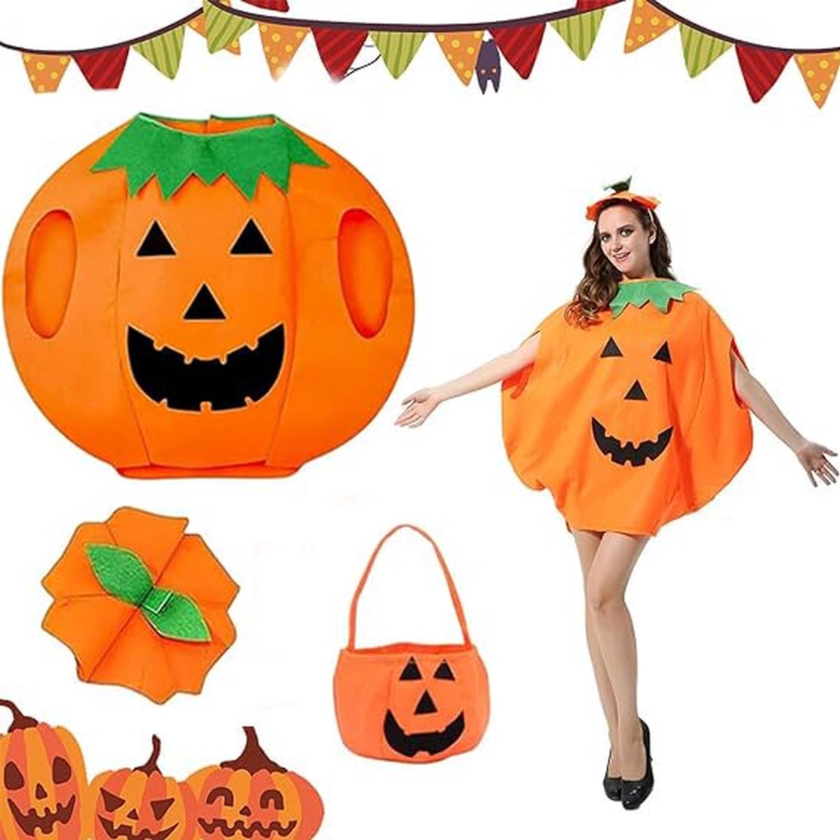 Halloween Kostuum voor Kinderen - Pompoen Kostuum - 150cm -180cm - Halloween Kostuum voor Kinderen