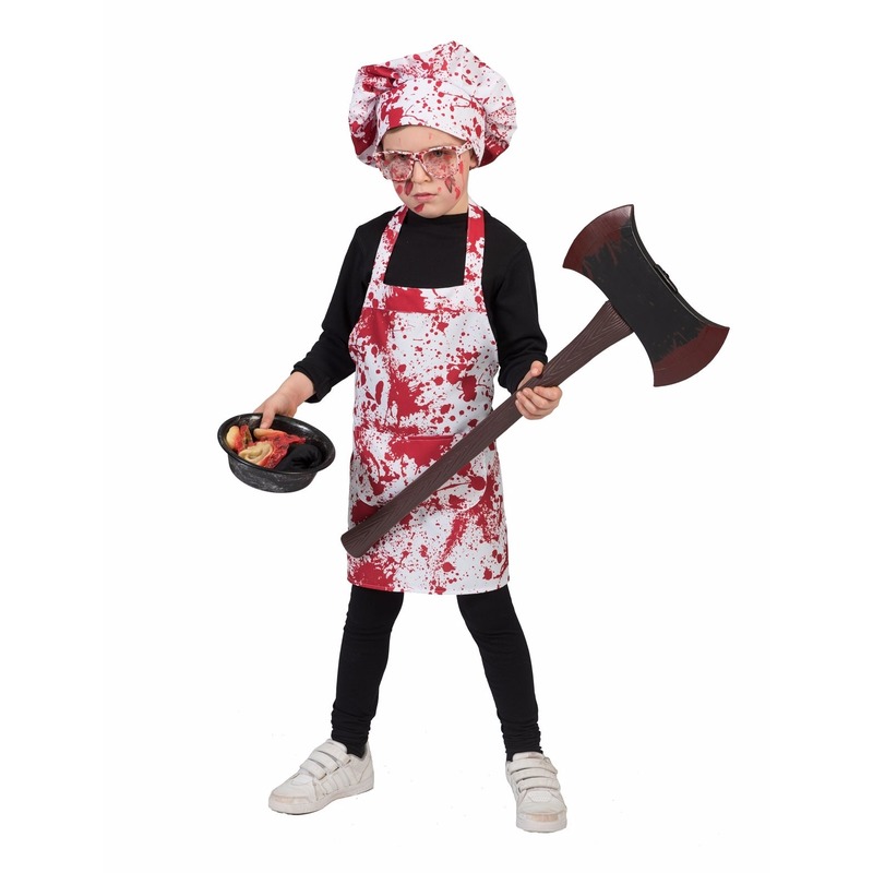 Halloween verkleed bloederig schort met koksmuts - voor kinderen -