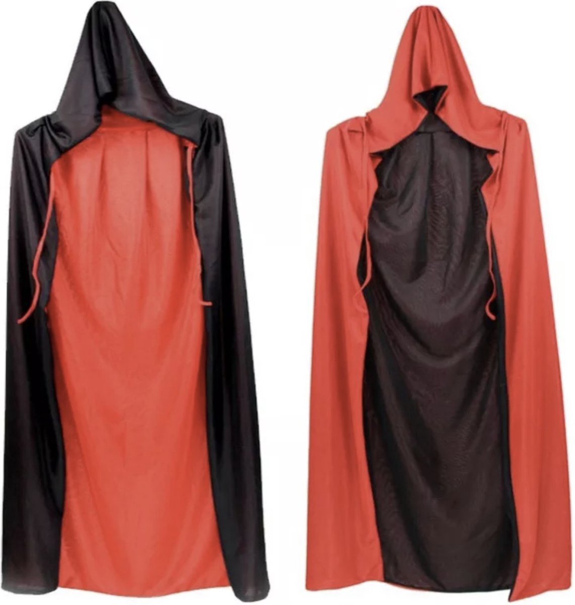 Het Betere Merk - Carnavalskleding - Carnaval kostuum dames - Carnavalskleding heren - Kostuum - Vampier kostuum - Capuchon - Zwarte Cape 140 CM- Rode Cape - Halloween kleding volwassenen